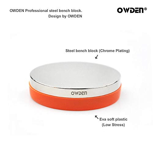 OWDEN Professional Steel Bench Block（No Rebound), Metal Bench Block for Jewelry Stamping Tool,(Diameter: 3 Inches, Height: 3/4 Inch) Steel Part: Mirror Polishing with Chrome Plating. - Image 3