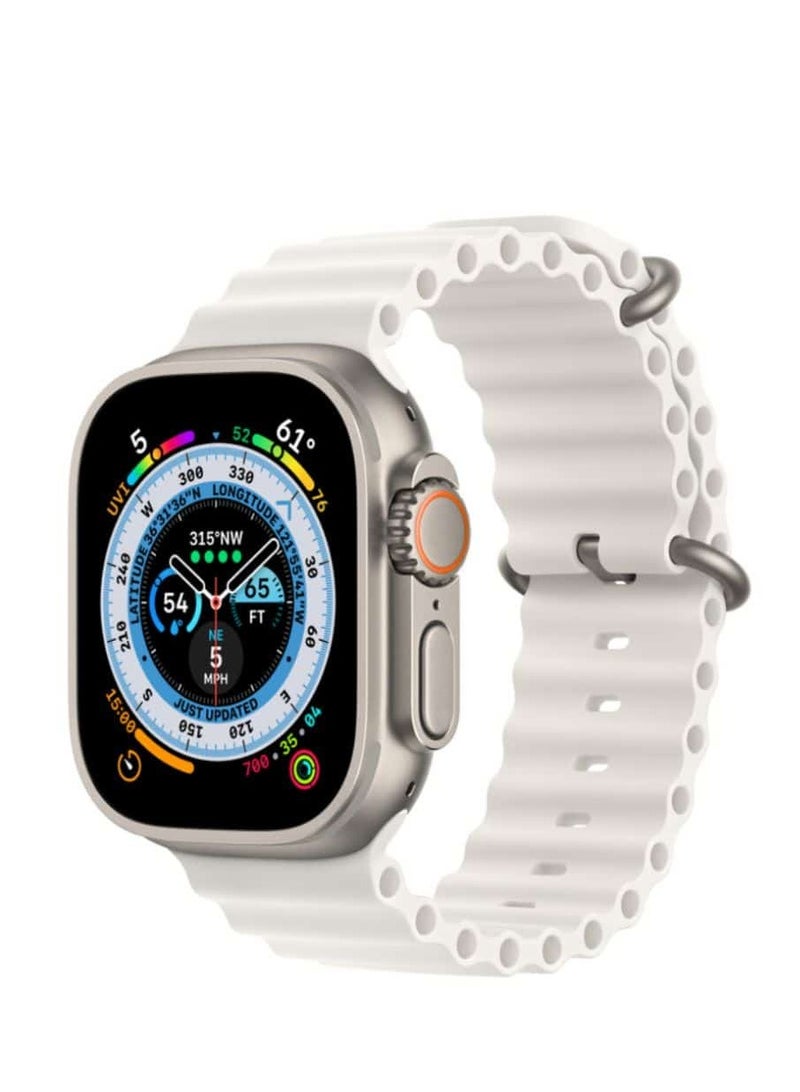 iBRIT 49mm Smart Watch iBrit Ultra Aluminum Case Support Bluetooth Calling Wireless Charging Health Care White - Image 1