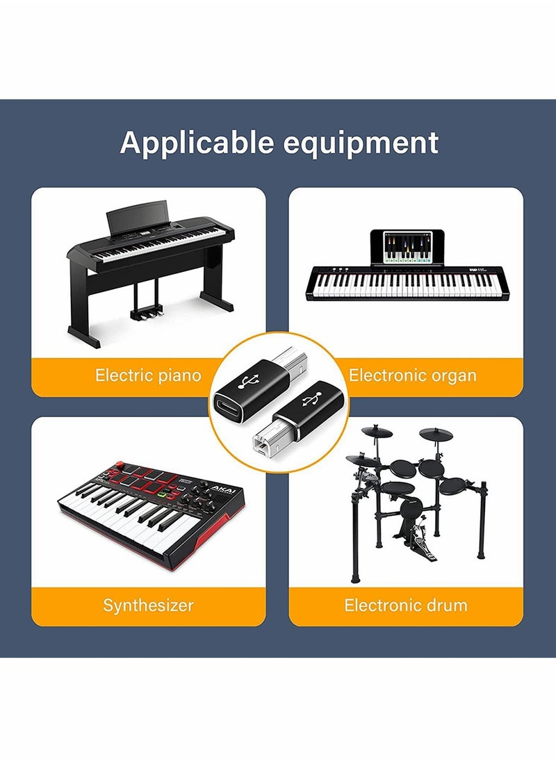 Excefore محول USB C إلى B، محول USB C إلى MIDI أنثى، متوافق مع MIDI والطابعات وChromebook Pixel والبيانو الكهربائي وأجهزة التوليف وأجهزة الكمبيوتر المحمولة ذات منفذ Type-C، عبوة من 3 قطع  - Image 4
