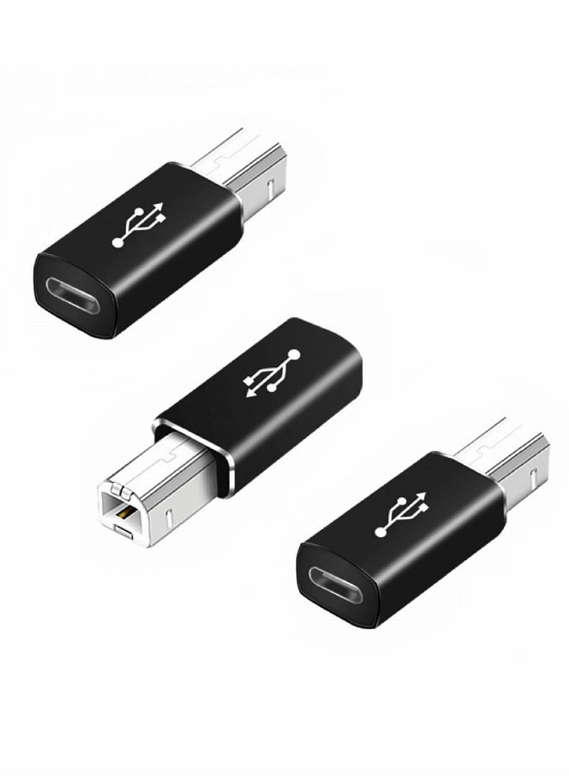 Excefore محول USB C إلى B، محول USB C إلى MIDI أنثى، متوافق مع MIDI والطابعات وChromebook Pixel والبيانو الكهربائي وأجهزة التوليف وأجهزة الكمبيوتر المحمولة ذات منفذ Type-C، عبوة من 3 قطع  - Image 1