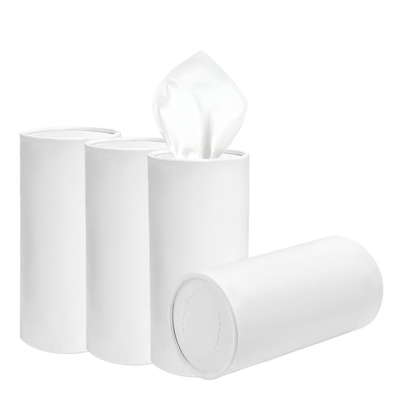 DXNQ 4 PCS Car Tissues Holder Car Cup Holder Refillable Travel Tissues Tube with Facial Tissues Portable Cylinder Round Tissue Boxes Container Decor for Car Office Home White - Image 2