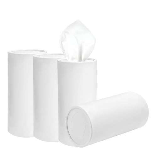 DXNQ 4 PCS Car Tissues Holder Car Cup Holder Refillable Travel Tissues Tube with Facial Tissues Portable Cylinder Round Tissue Boxes Container Decor for Car Office Home White - Image 1