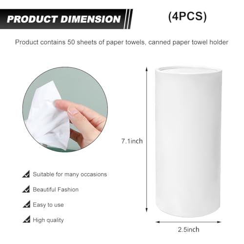 DXNQ 4 PCS Car Tissues Holder Car Cup Holder Refillable Travel Tissues Tube with Facial Tissues Portable Cylinder Round Tissue Boxes Container Decor for Car Office Home White - Image 3