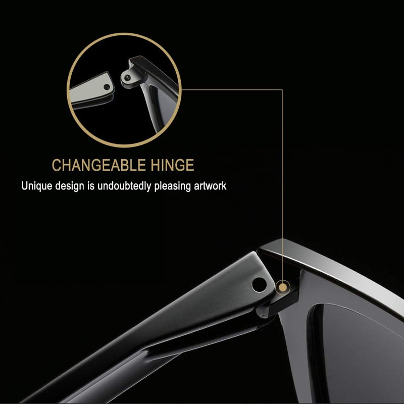 Joopin Black Sunglasses Polarized UV Protection Trendy Square Shades for Men Women Retro Elegant Sun Glasses - Image 3