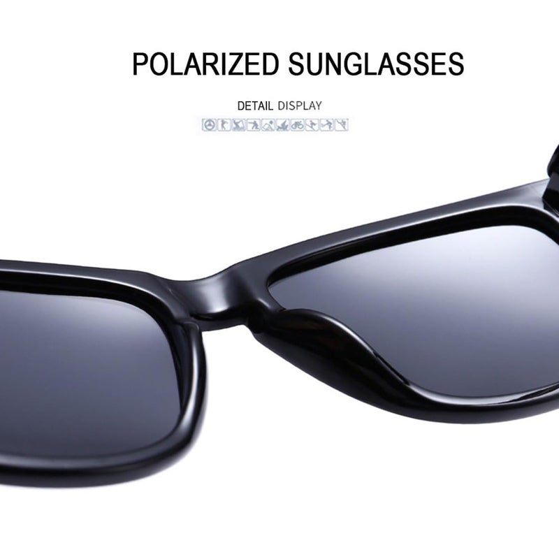 Joopin Black Sunglasses Polarized UV Protection Trendy Square Shades for Men Women Retro Elegant Sun Glasses - Image 2