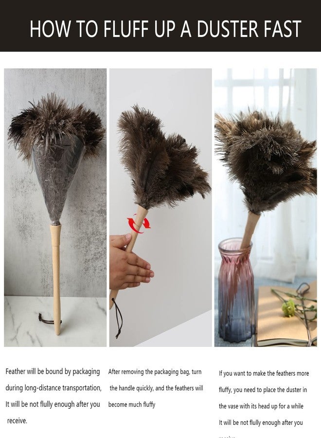 THARAHT 2PCS Ostrich Feather Duster 16 Inch Fluffy Natural with Wood Handle Reusable Washable for Cleaning Keyboard,Home,Car,Office Ostrich Feather Duster - Image 5
