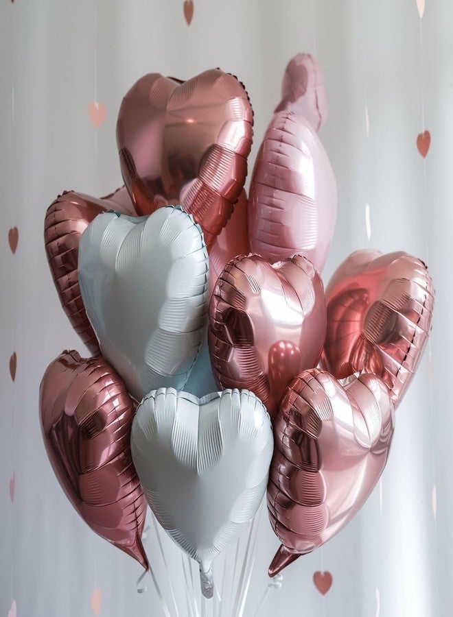 Vibzox Pink White Heart Balloons, 18 Inch Baby Pink and White Heart Shape Balloon, 12PCS Helium Love Foil Balloon for Birthday Bridal Shower Engagement Wedding Valentine Party Decor - Image 5