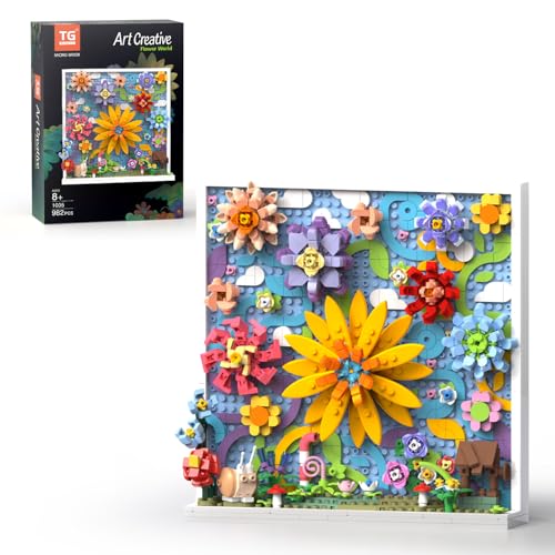 TG BLOCKS Micro Brick Flower World Building Set 3D Floral Wall Art Home Office Decoration or Table Display Creative Building Craft Set Ideas Gift Building Toy for AdultsTeens Ages 8 Kids - Image 1