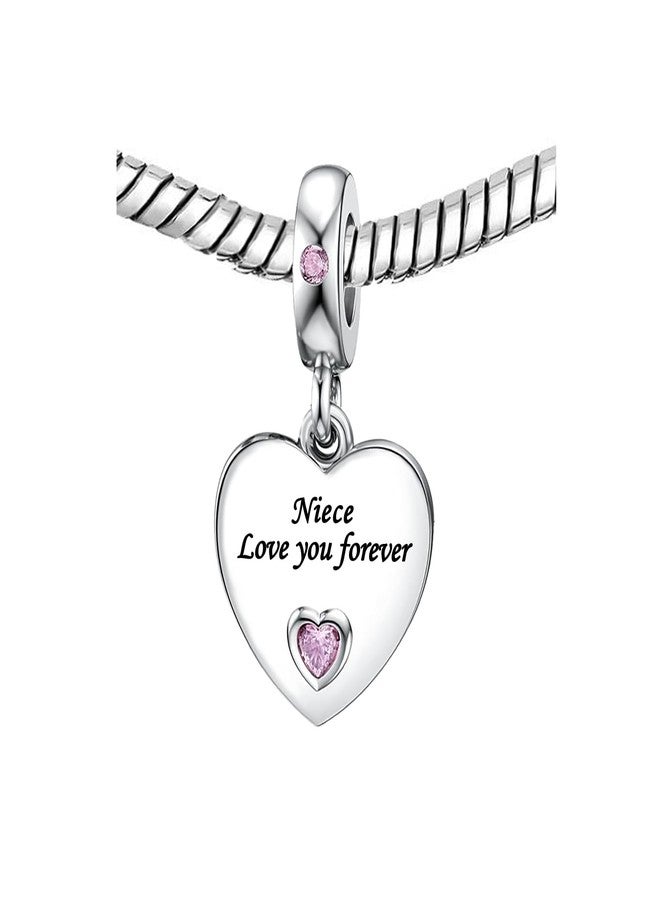 كون بيد تعليقات عيد ميلاد على شكل قلب وردي من كونبيد، مكتوب عليها "أحبك يا ابنة أخي"، متوافقة مع أساور باندورا للنساء - Image 2