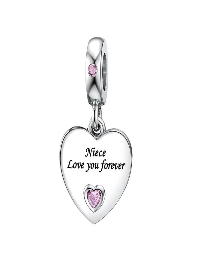 كون بيد تعليقات عيد ميلاد على شكل قلب وردي من كونبيد، مكتوب عليها "أحبك يا ابنة أخي"، متوافقة مع أساور باندورا للنساء - Image 1