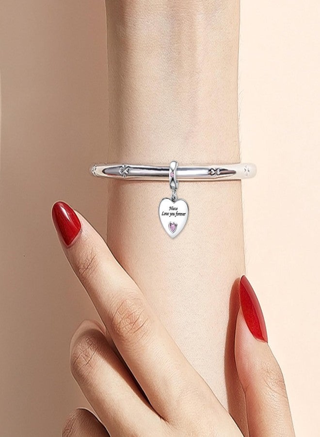 كون بيد تعليقات عيد ميلاد على شكل قلب وردي من كونبيد، مكتوب عليها "أحبك يا ابنة أخي"، متوافقة مع أساور باندورا للنساء - Image 3