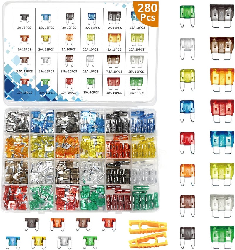 Vrupin 282Pcs Car Fuses Assortment Kit - Blade-Type Automotive Fuses for Cars, RVs, Trucks, and Motorcycles - Image 1