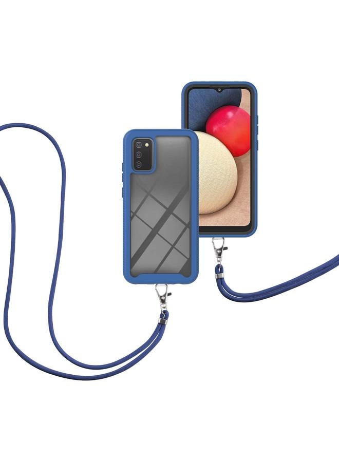 اس-توب جراب لهاتف Samsung Galaxy A02s إصدار الولايات المتحدة 164 مم من سلسلة Starry Sky بلون سادة مقاوم للصدمات من البولي كربونات + جراب واقٍ من مادة TPU مع حزام للرقبة - Image 3