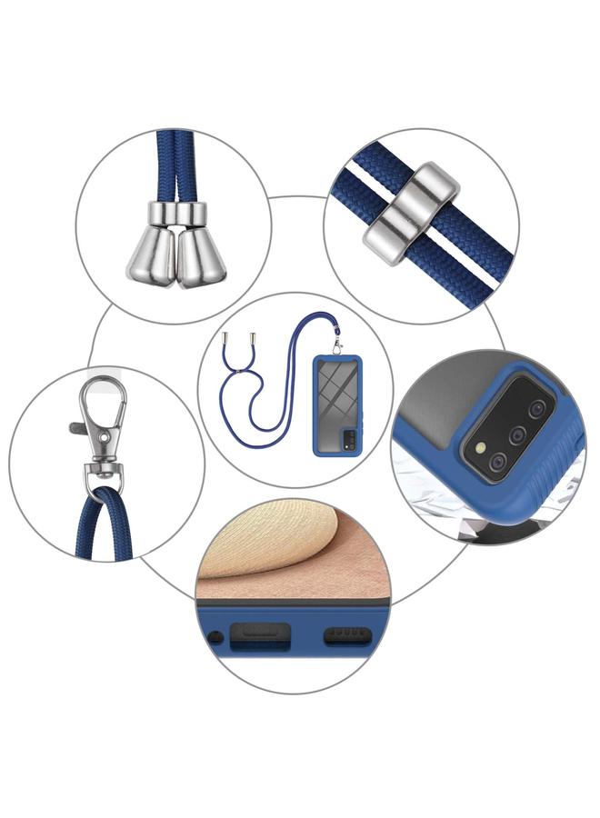 اس-توب جراب لهاتف Samsung Galaxy A02s إصدار الولايات المتحدة 164 مم من سلسلة Starry Sky بلون سادة مقاوم للصدمات من البولي كربونات + جراب واقٍ من مادة TPU مع حزام للرقبة - Image 4