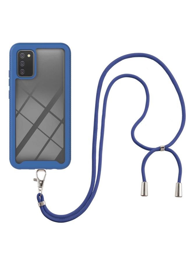 اس-توب جراب لهاتف Samsung Galaxy A02s إصدار الولايات المتحدة 164 مم من سلسلة Starry Sky بلون سادة مقاوم للصدمات من البولي كربونات + جراب واقٍ من مادة TPU مع حزام للرقبة - Image 1