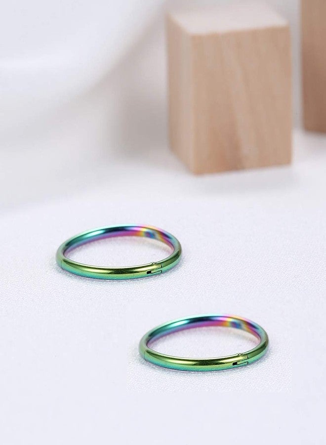 Lantine Rainbow Colorful 16g Septum Ring 8mm Hinged Clicker Nose Rings Tragus Daith Rook Cartilage Helix Hoop Earrings Piercing Jewelry - Image 5
