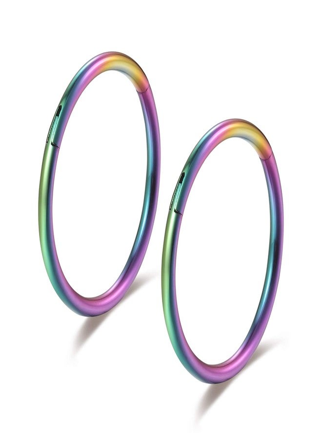 Lantine Rainbow Colorful 16g Septum Ring 8mm Hinged Clicker Nose Rings Tragus Daith Rook Cartilage Helix Hoop Earrings Piercing Jewelry - Image 1