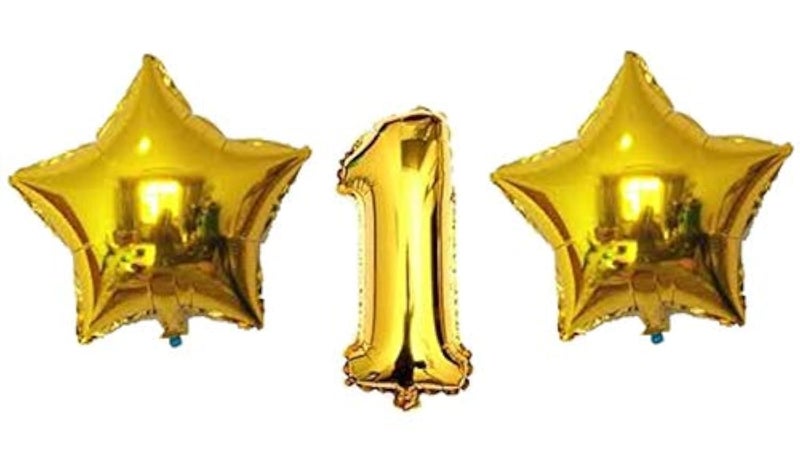 Evisha 1 pcs Number Foil Balloons and 2 pcs Star Golden Foil Balloons (Set of 3 Balloons) Size : 16" (1-Stars) - Image 5