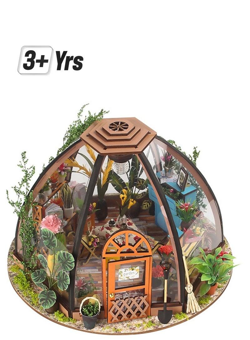 Handmade diy cabin starry sky flower house small house building model ornaments wooden assembled toys - Image 1