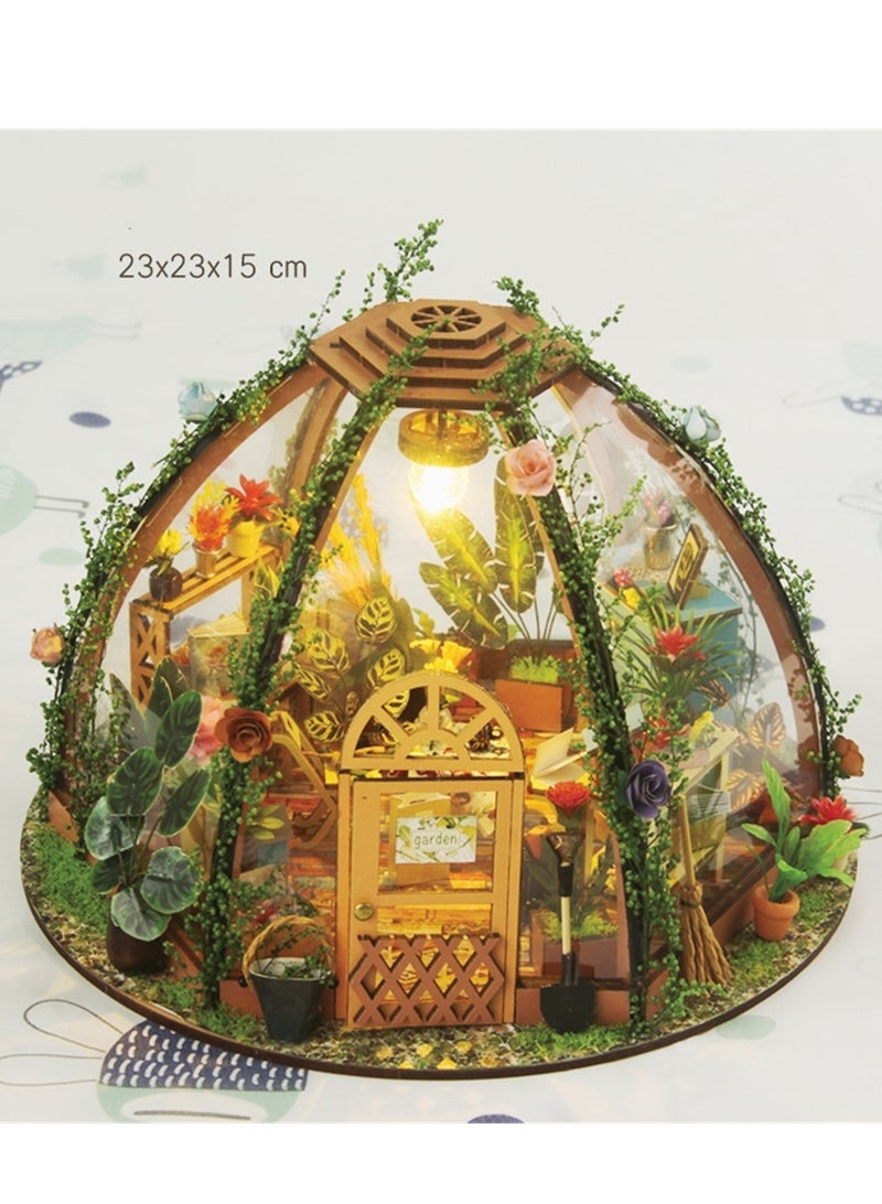 Handmade diy cabin starry sky flower house small house building model ornaments wooden assembled toys - Image 5