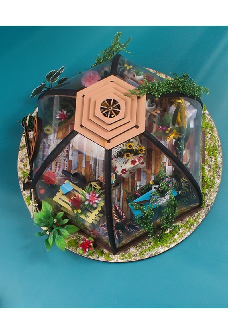 Handmade diy cabin starry sky flower house small house building model ornaments wooden assembled toys - Image 2