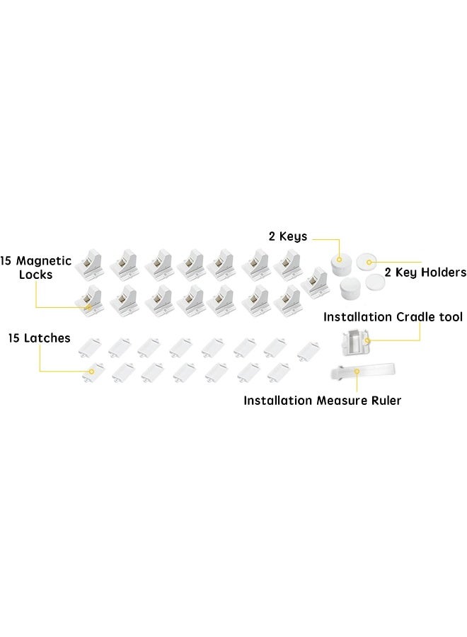 Vmaisi Baby Proofing Magnetic Cabinet Locks (15 Locks and 2 Keys) - Image 2
