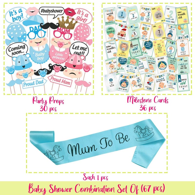 Wobbox Baby Shower Decoration Items| Baby Shower Ceremony Photo Booth Props for Photoshoot, Milestone Crad& Mom to Be Sash, Godh Bharai Ceremony Decoration Kit-(FP583) - Image 2