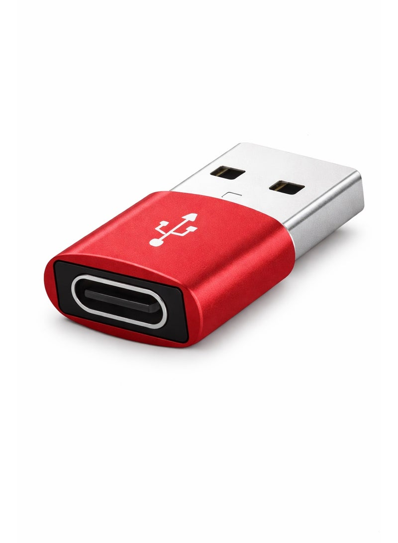 Premium USB 3.0 to Type-C Adapter (USB-A Male to USB-C Female) Fast Charging & High-Speed Data Sync Converter - Red - Image 1