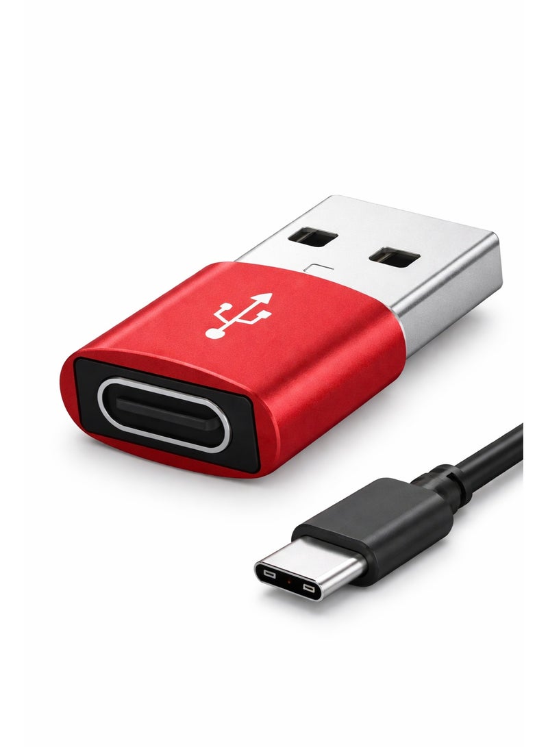Premium USB 3.0 to Type-C Adapter (USB-A Male to USB-C Female) Fast Charging & High-Speed Data Sync Converter - Red - Image 2