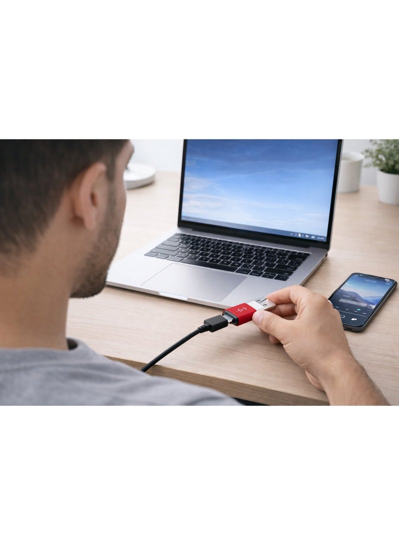 Premium USB 3.0 to Type-C Adapter (USB-A Male to USB-C Female) Fast Charging & High-Speed Data Sync Converter - Red - Image 4