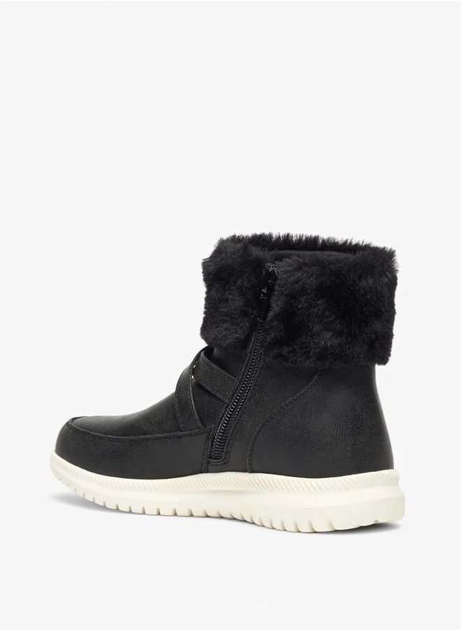 فلورا بيلا من شو إكسبرس Girl's Plush Detail High Cut Boots with Zip Closure