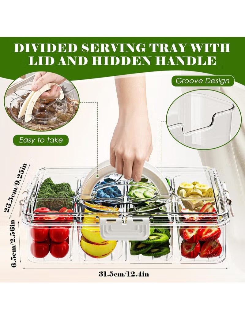 Hoasis Snackle Box Container, Divided Serving Tray with Lid and Handle, 8 Compartments Snack Box Container, Portable Clear Snack Organizer for Travel, Party, Picnic, Charcuterie, Candy, Nut Storage - Image 2