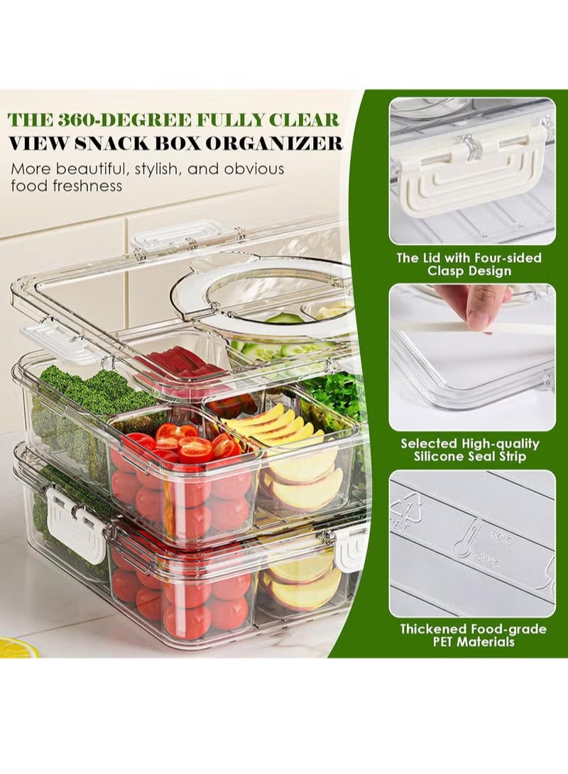 Hoasis Snackle Box Container, Divided Serving Tray with Lid and Handle, 8 Compartments Snack Box Container, Portable Clear Snack Organizer for Travel, Party, Picnic, Charcuterie, Candy, Nut Storage - Image 4