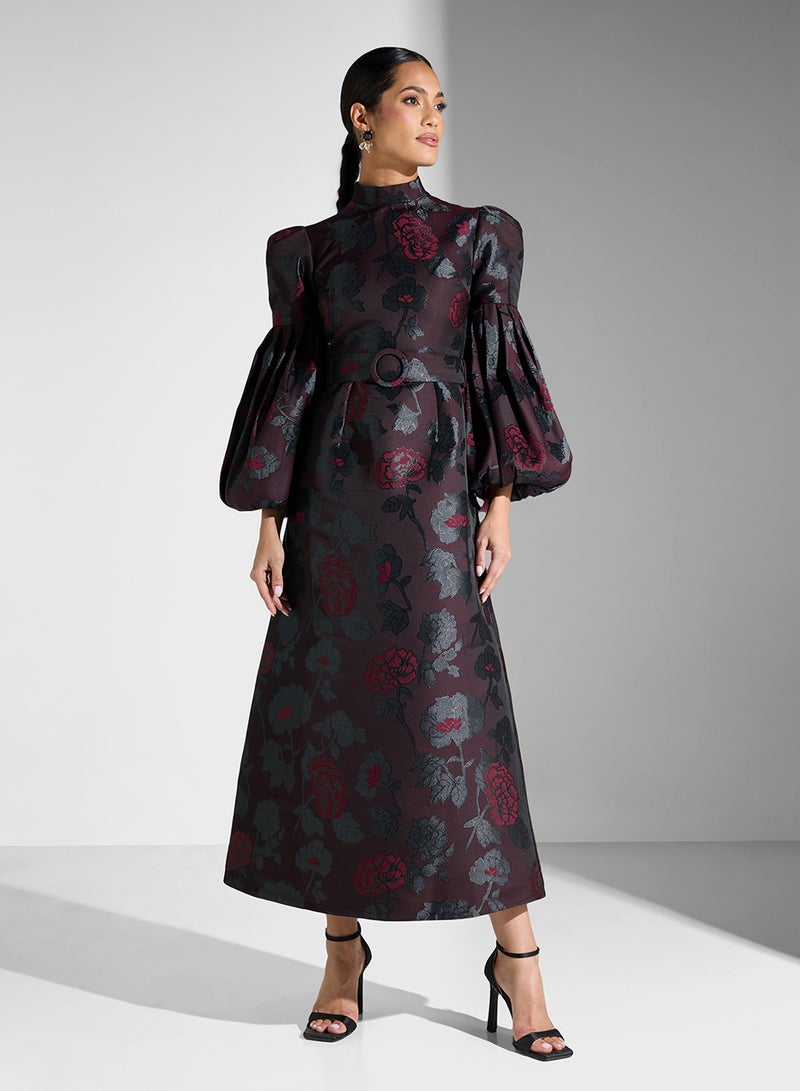 ثريدز باي اجوني فستان جاكار بنقشة الزهور - Image 5