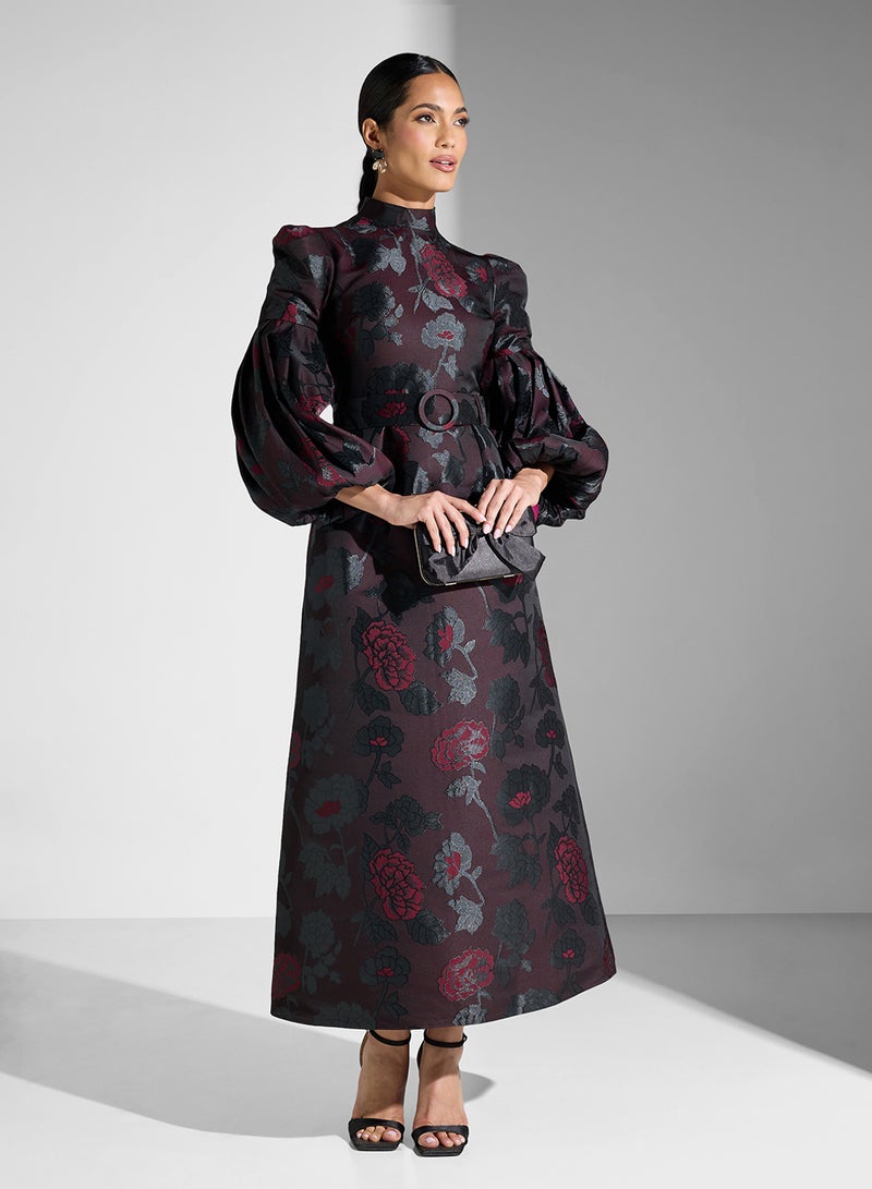 ثريدز باي اجوني فستان جاكار بنقشة الزهور - Image 1