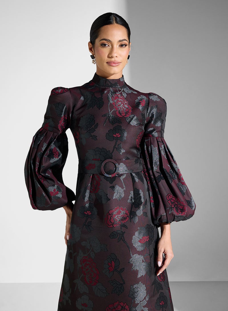 ثريدز باي اجوني فستان جاكار بنقشة الزهور - Image 3