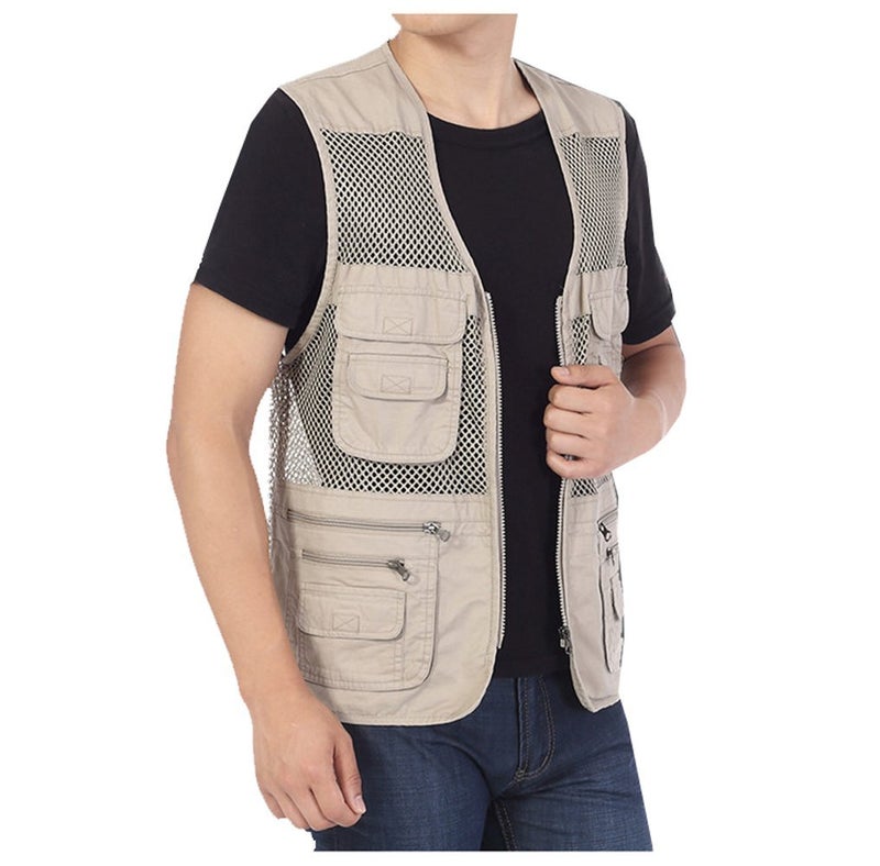 Kedera Men's Casual Outdoor Work Safari Fishing Travel Photo Cargo Vest Jacket Multi Pockets - Image 3