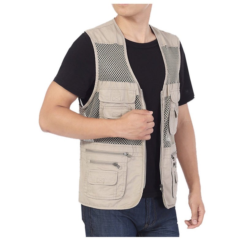Kedera Men's Casual Outdoor Work Safari Fishing Travel Photo Cargo Vest Jacket Multi Pockets - Image 2