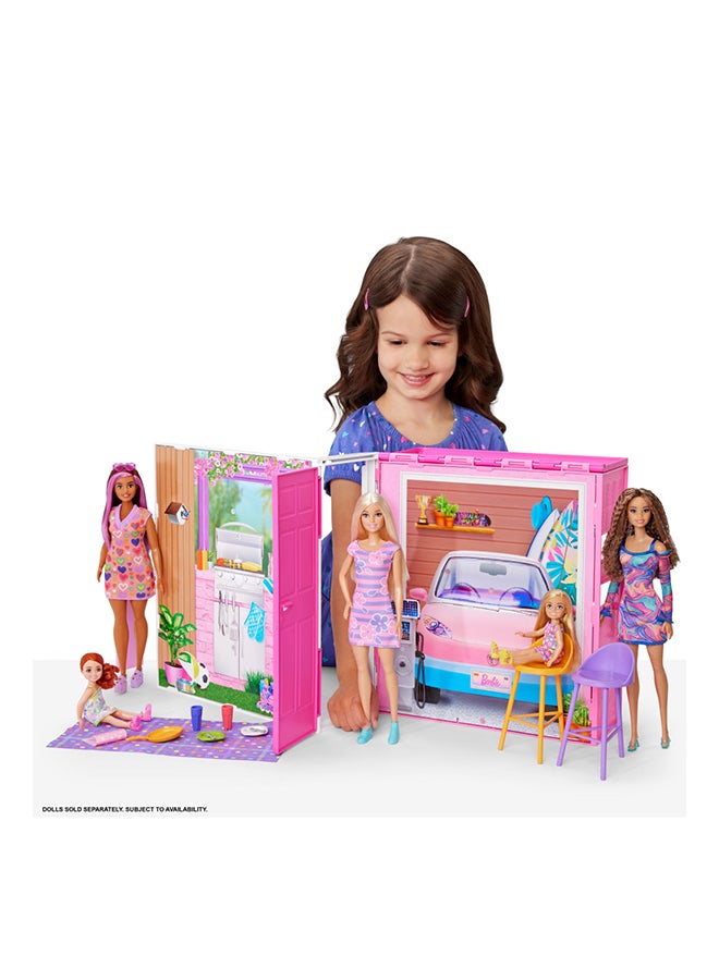 Barbie Doll House Playset, Getaway House With 4 Play Areas Including Kitchen, Bathroom, Bedroom And Lounge, 11 Decor Accessories - Image 2