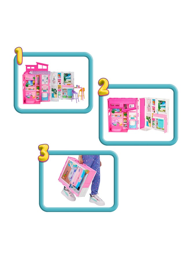 Barbie Doll House Playset, Getaway House With 4 Play Areas Including Kitchen, Bathroom, Bedroom And Lounge, 11 Decor Accessories - Image 4
