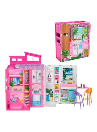 Doll House Playset, Getaway House With 4 Play Areas Including Kitchen, Bathroom, Bedroom And Lounge, 11 Decor Accessories - view 2