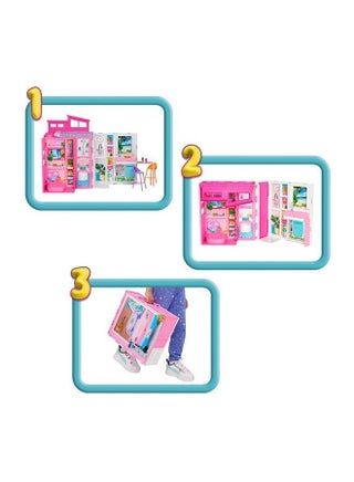 Doll House Playset, Getaway House With 4 Play Areas Including Kitchen, Bathroom, Bedroom And Lounge, 11 Decor Accessories - view 3