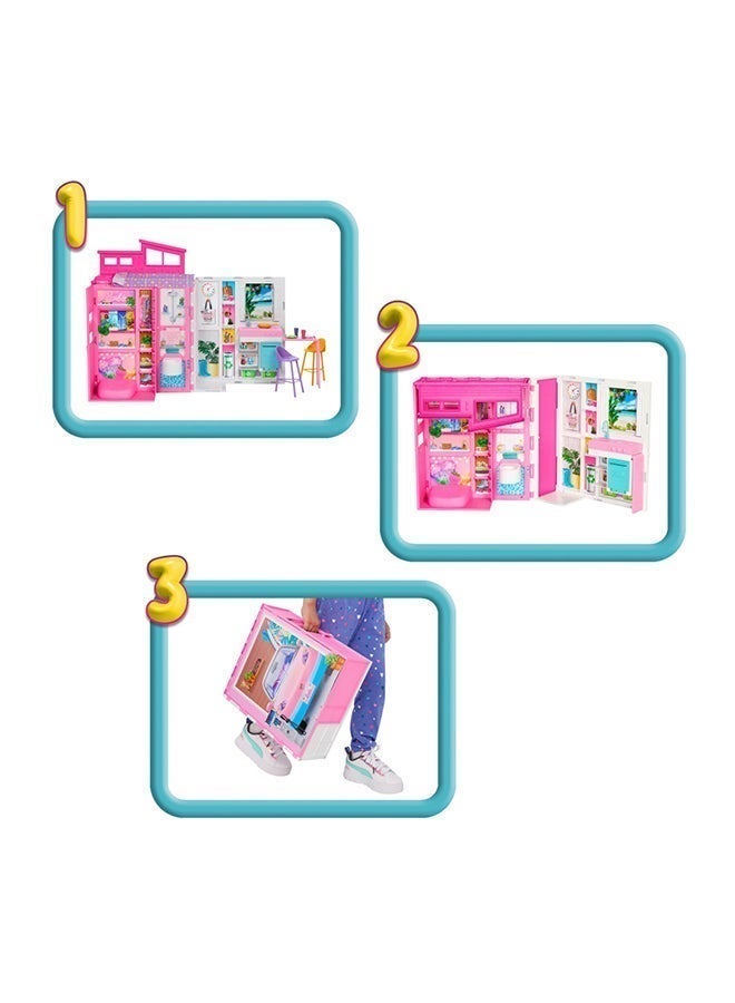Barbie Doll House Playset, Getaway House With 4 Play Areas Including Kitchen, Bathroom, Bedroom And Lounge, 11 Decor Accessories - Image 3
