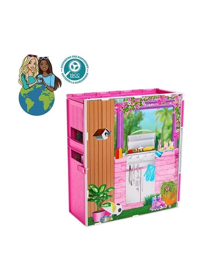 Barbie Doll House Playset, Getaway House With 4 Play Areas Including Kitchen, Bathroom, Bedroom And Lounge, 11 Decor Accessories - Image 5