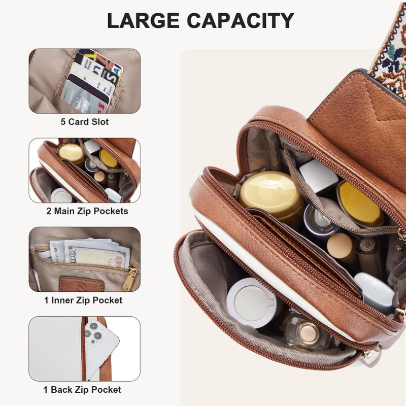 BOSTANTEN Sling Bag Quilted Crossbody Bags for Women Cross Body Purse Leather Fanny Pack with Adjustable Guitar Strap - Image 3