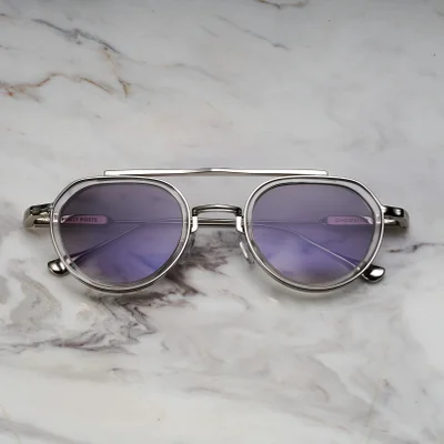 Explicit Poets Explicit Poets Unisex Tex Silver & Clear-Gradient Gray Stylish Sunglasses, A20EP3