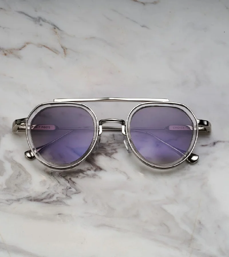  اكسبليست باوتس نظارات شمسية أنيقة للجنسين من إكسبليست بوويتس، فضي وتدرج رمادي شفاف