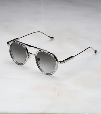 Explicit Poets Explicit Poets Unisex Tex Silver & Clear-Gradient Gray Stylish Sunglasses, A20EP3