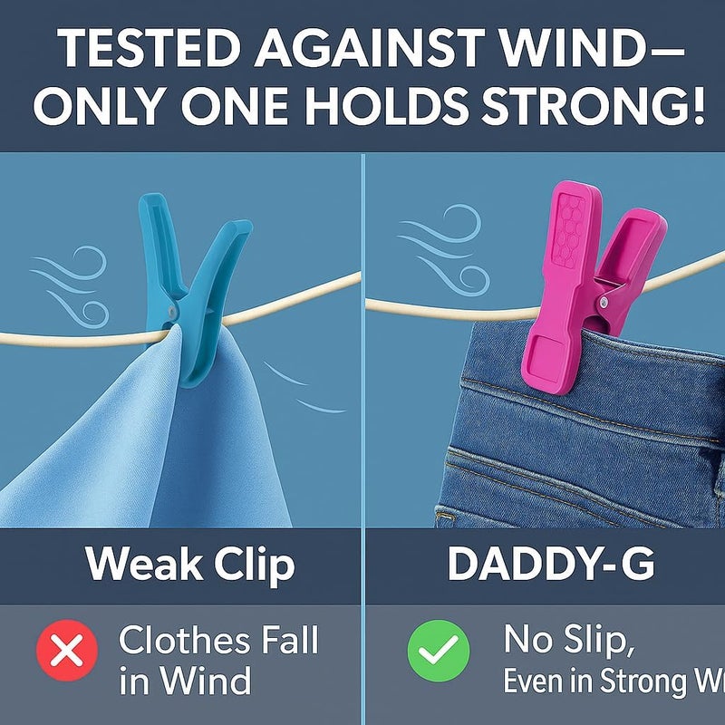 DADDY - G® Non Slip Heavy Quality Duty Rust Cloth Peg Plastic Hanging Clips for Cloth Drying/Pegs for Hanger/Ropes/Towel Dryer/Cloth Drying Pins - Image 2