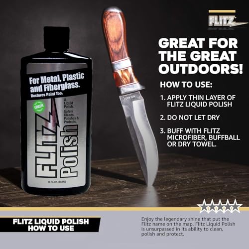 Flitz Multi Purpose Metal Polish Liquid - 3.4oz Bottle of USA-Made Tarnish Remover - For Aluminum, Chrome, Brass, Nickel, Silver - Non-Abrasive Metal Cleaner and Polish, Restorer (3 Pack) - Image 5
